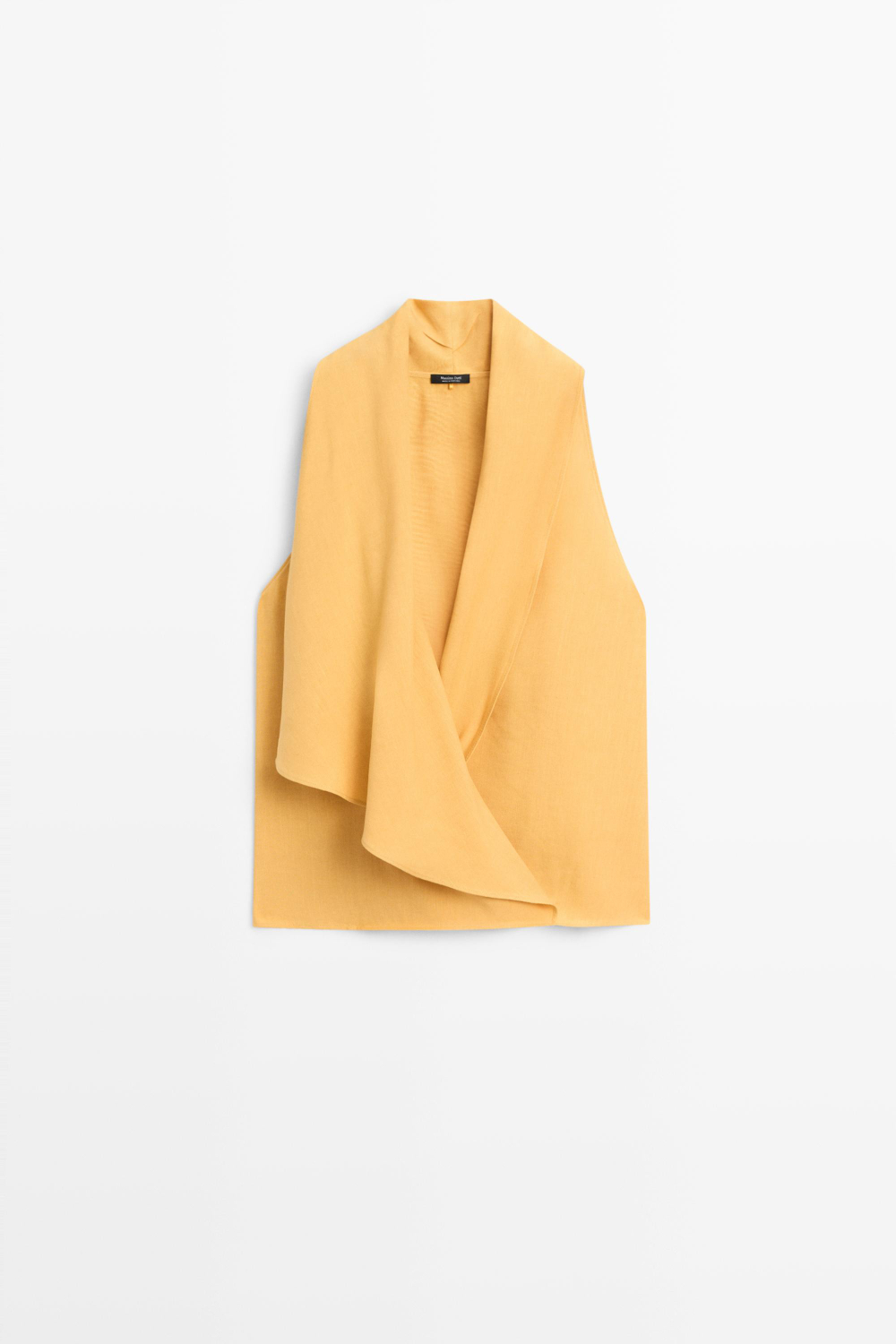 Massimo Dutti Топ из струящейся ткани с горловиной халтер и воланом, желтый