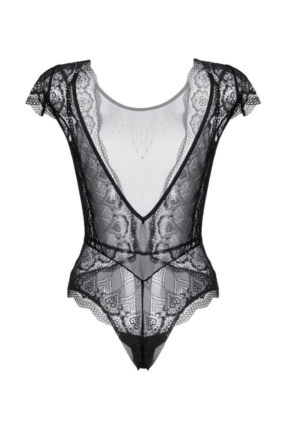 Ажурное боди с открытой спиной Delight (Размер: XL) (Цвет: черный)