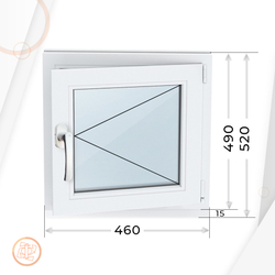 Пластиковое окно 490 х 460 ТермА Эко с поворотной створкой