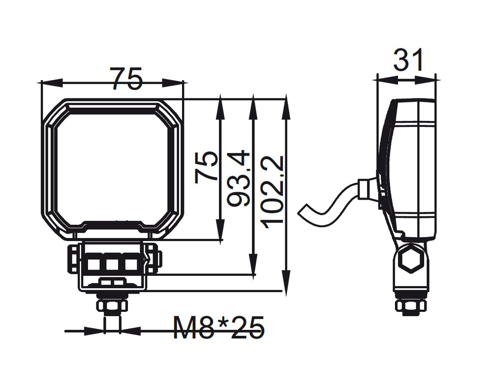 Фара водительского света РИФ 25W LED SM-3025-SFB