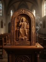 Освященная Икона И. Христа «Спас на Престоле» из дуба