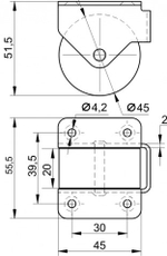 Колесо для мебели ролик для дивана 4 штуки