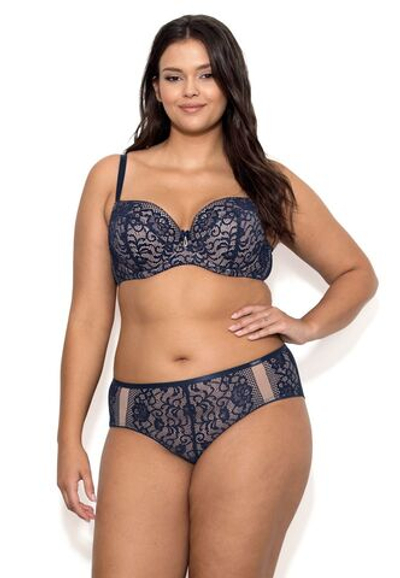 Бюстгальтер на косточках Eunika с пуш-ап вкладышами (Размер: 65F) (Цвет: темно-синий)