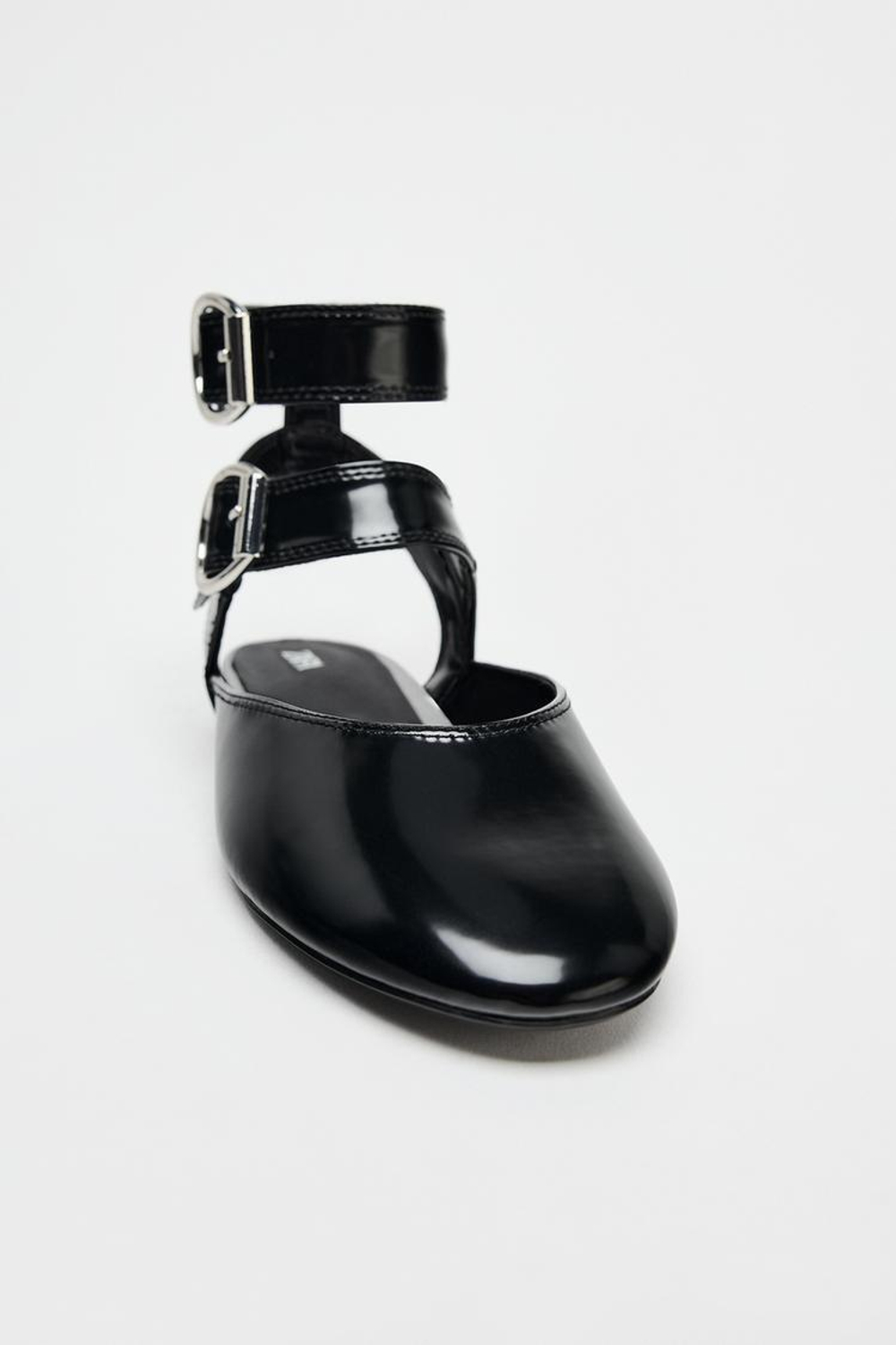 ZARA БАЛЕТКИ-МЮЛИ С ДВУМЯ ПРЯЖКАМИ, ЧЕРНЫЙ