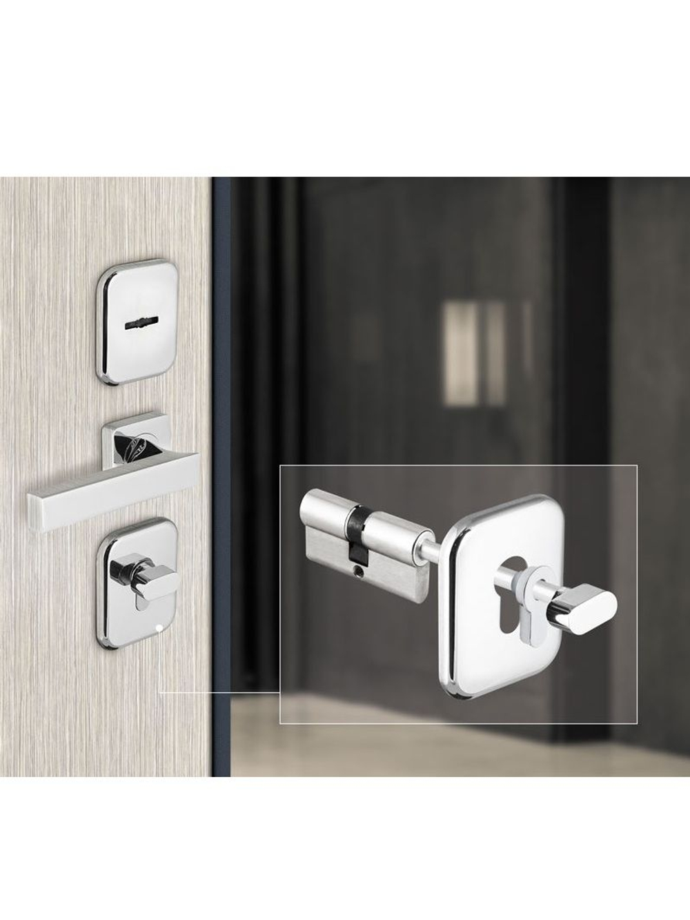 Вставка в накладку, переходник цилиндр-шток, хром