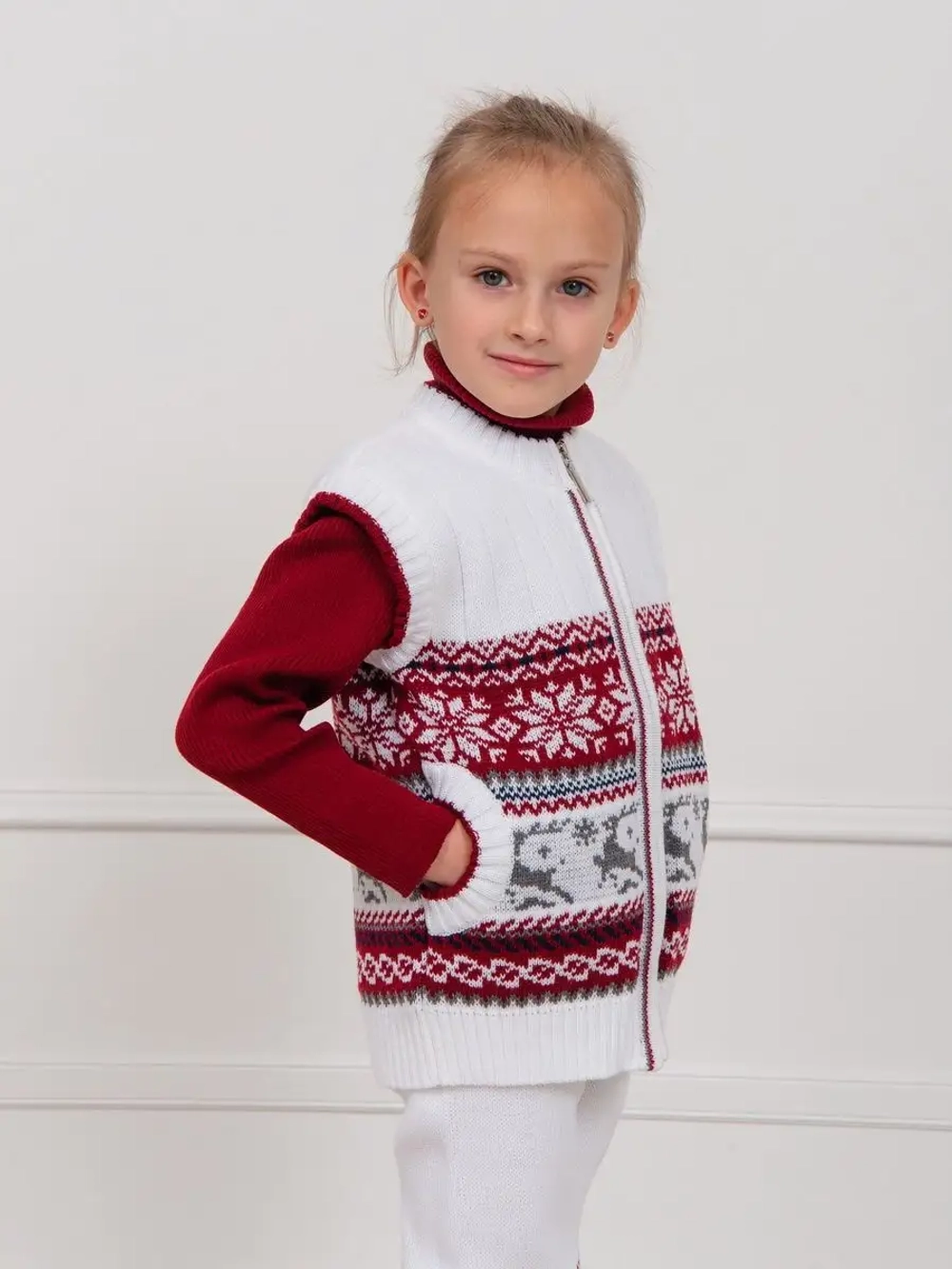 Жилет вязаный на молнии