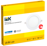 Светильник ДВО 1608 белый, круг LED 18Вт 6500 IP20 IEK