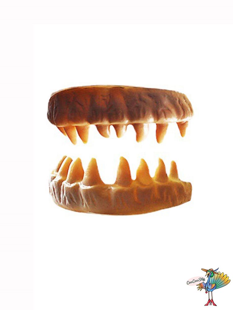 зубы вампира №2, набор из двух челюстей, коричневые