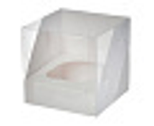 Коробка для 1 капкейка с пластиковой крышкой 100*100*100 мм (БЕЛАЯ)