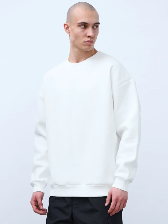 Свитшот оверсайз, с начесом (белый)