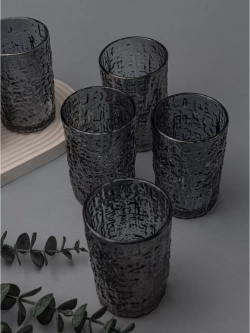 Набор стаканов с рельефным узором, 240 мл. 6 шт. Серые