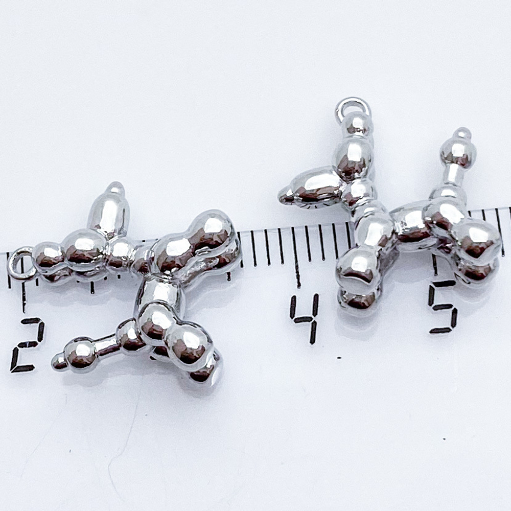 Подвеска Пудель из шариков, цвет серебро, размер 16*18, цена за 1 шт