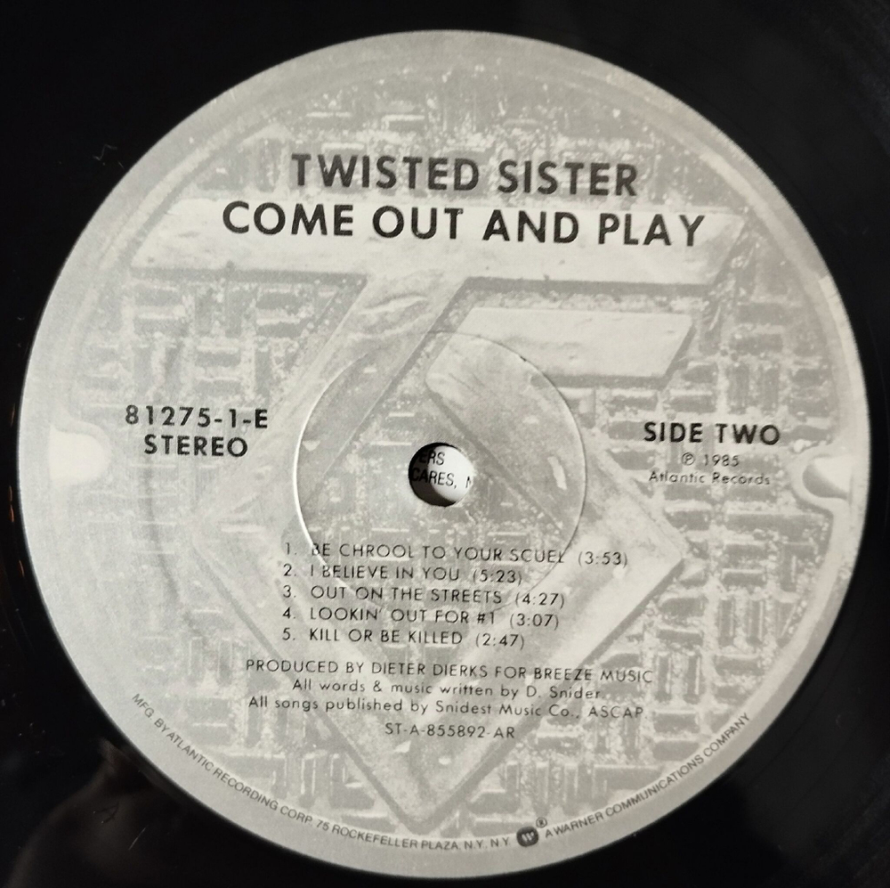 Винтажная виниловая пластинка LP Twisted Sister Come Out And Play (USA 1985)