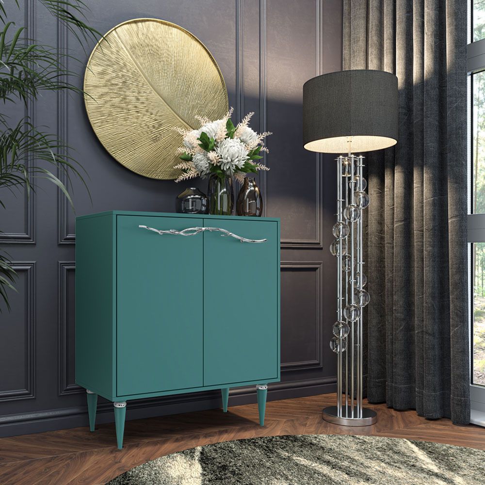 Комод Арт Колор matte Классик Сильвер с 2 полками Пастельно-синий матовый