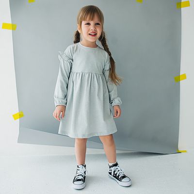 Dress with flounce - Gray Melange