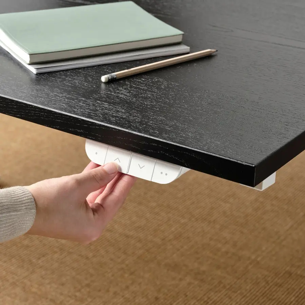 Письменный стол с регулировкой по высоте - IKEA MITTZON/МИТТЗОН ИКЕА, 160х80х62-126 см,белый/черный