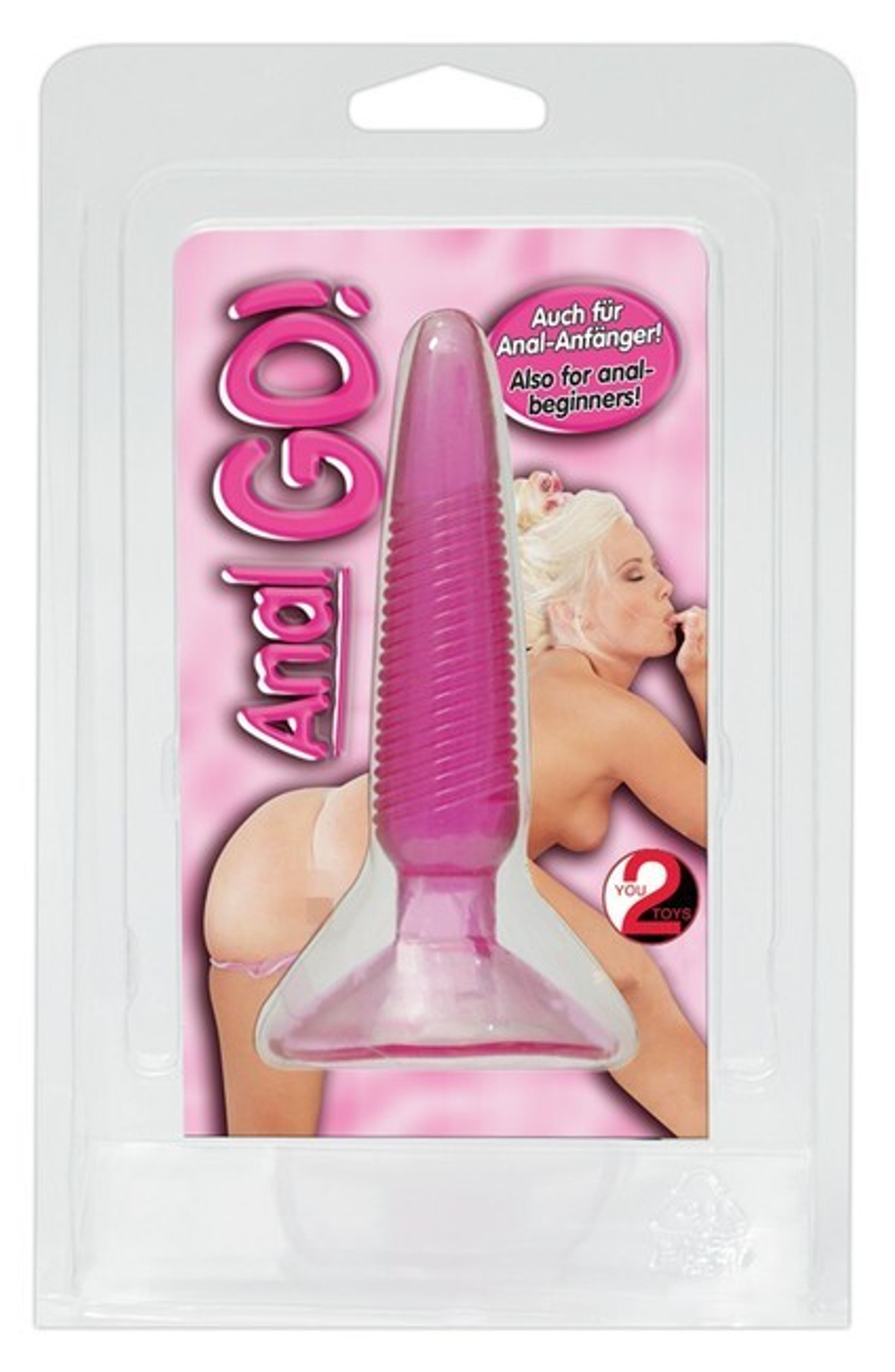 Узкая рельефная пробочка на присоске Anal Go (Цвет: малиновый)