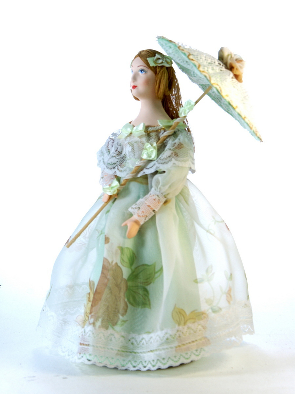 Кукла коллекционная Барышня в летнем платье с зонтиком 19 века