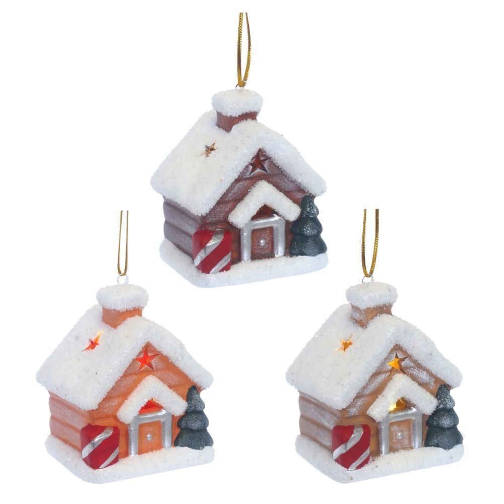 GAEM Украшение новогоднее "Домик" с подсветкой (LR44 2 шт), L6,5 W5,5 H8 см, 3в.