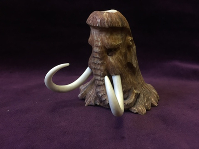 Карандашница - подставка для ручки "Мамонт". Настольная, резная кость.