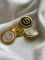 Пуговицы Гучч. Белые золото 20 мм эмаль