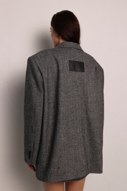 Пальто пиджак серое в елочку