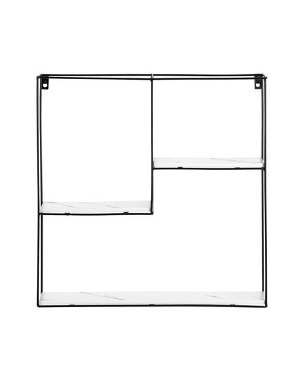 Полка Square черная белый мрамор