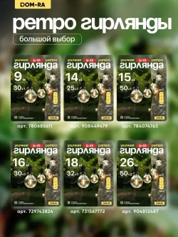 Лампочки светодиодные ретро для уличной гирлянды цоколь Е12/ST38/ вытянутые лампочки груша