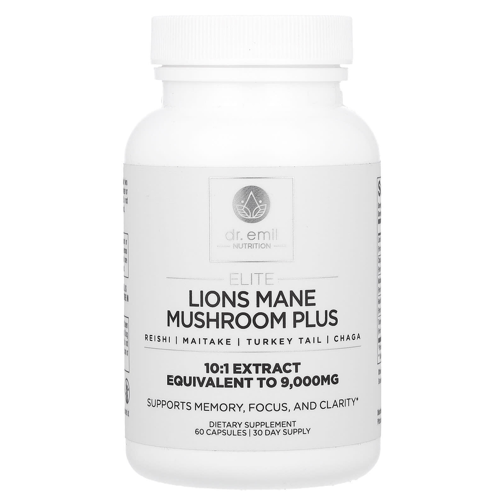 Dr. Emil Nutrition, Elite, ежовик гребенчатый, гриб, плюс, 60 капсул