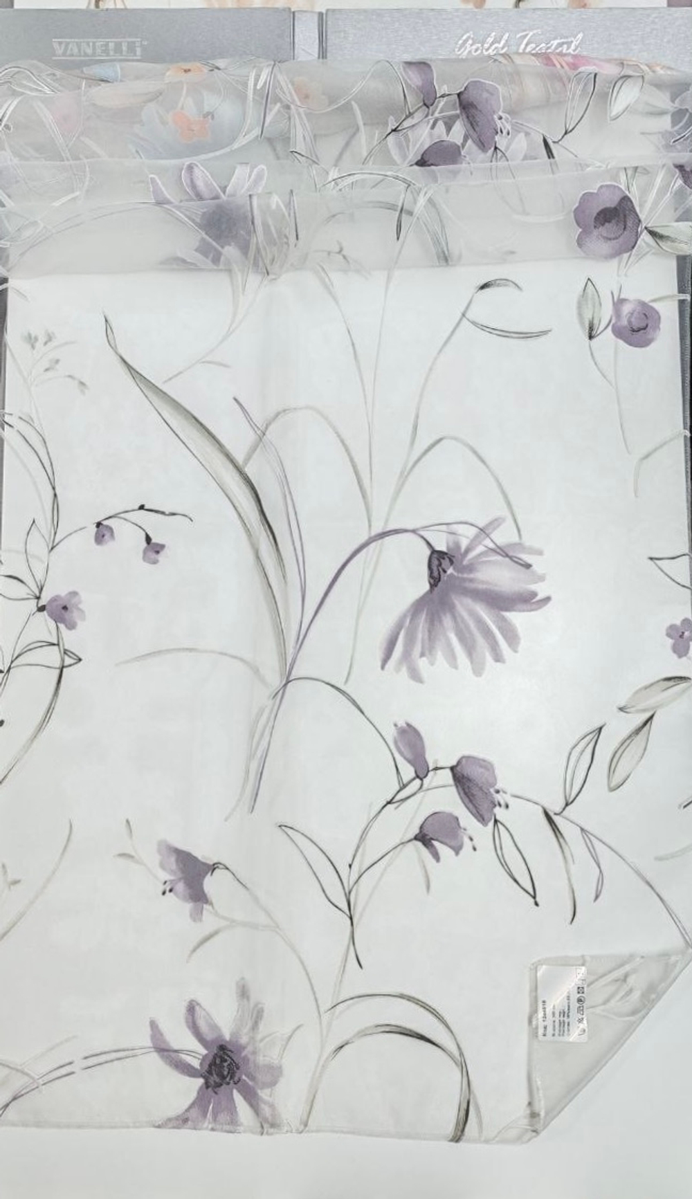 Органза Голд Текстиль арт. 1244918 фиолетовые цветы (высота 300 см, Турция)