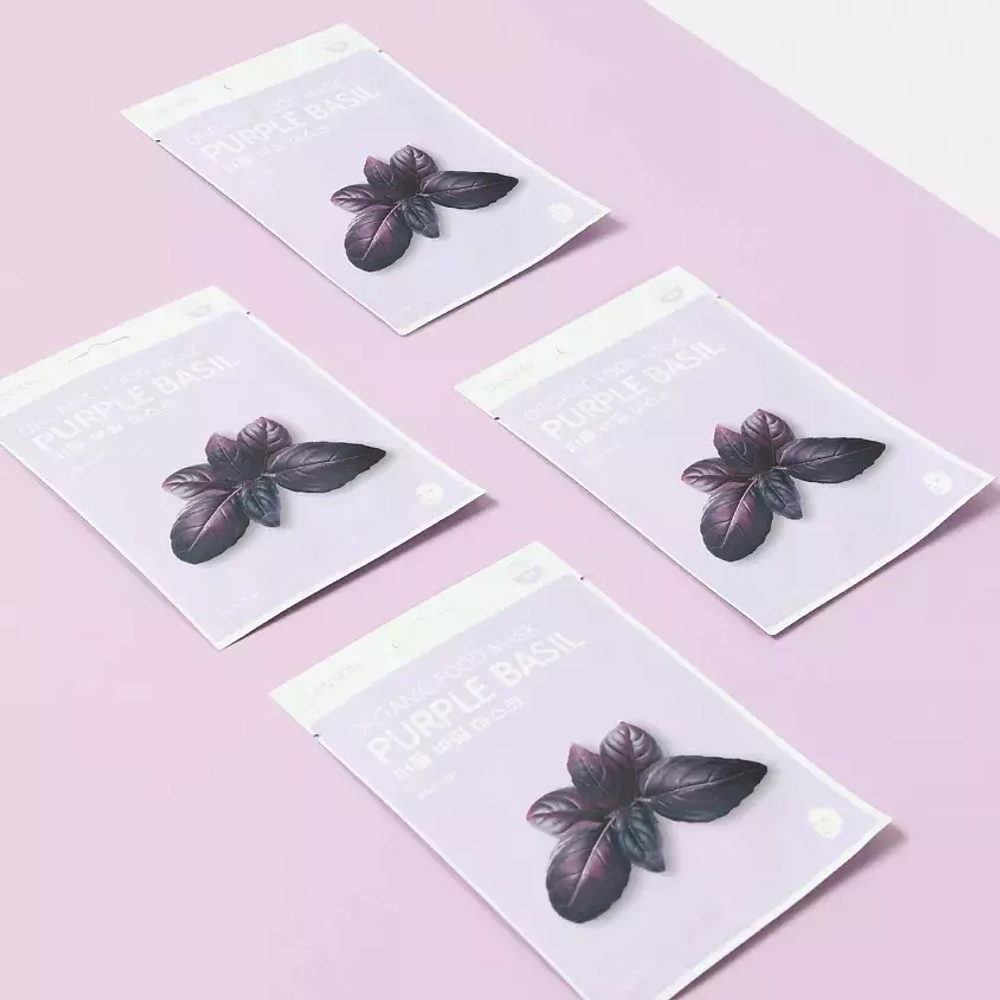 LanSkin Маска тканевая для лица с базиликом - purple basil organic food mask, 21г