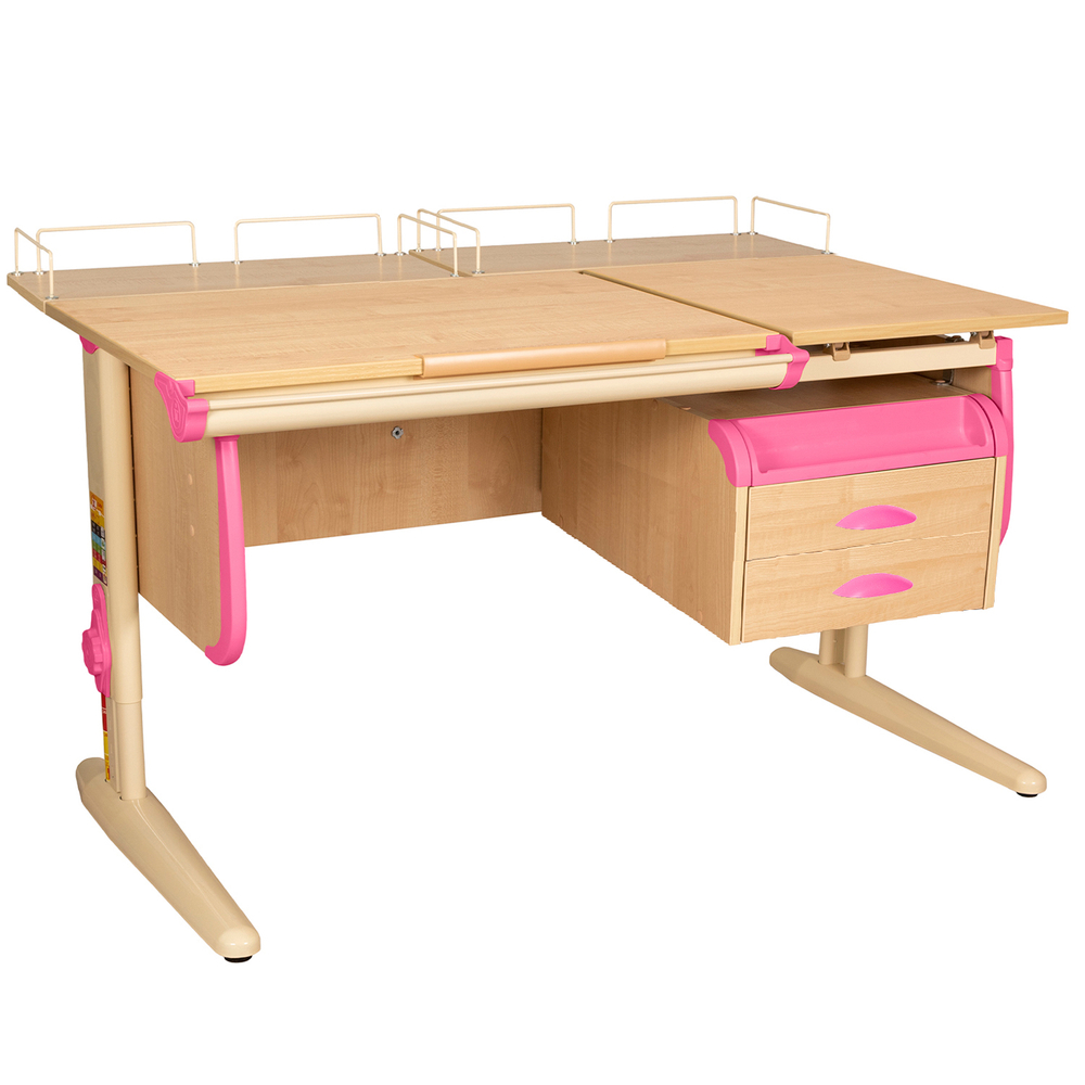 Растущая парта Дэми СУТ 25 с задними полками СУТ.15.210 и навесной тумбой (1200×880 мм)