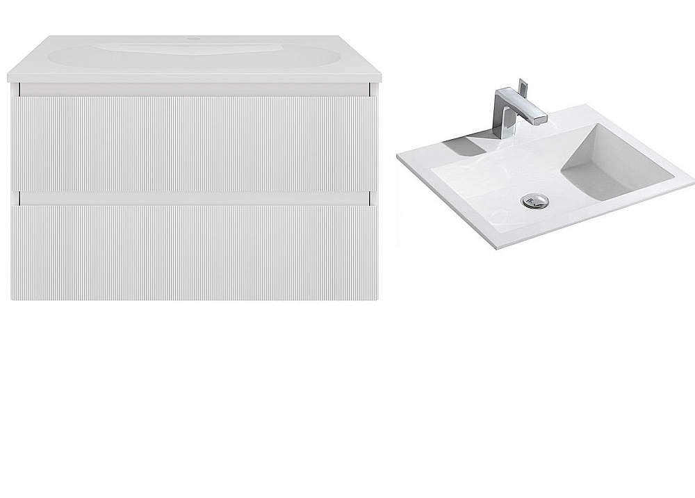 Тумба с раковиной Vincea Welle 80 VMC-2WL800MW/VCB-13800W белая матовая/раковина белая