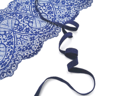 Бретелечная резинка, 10 мм, с фестонами, темно-синяя, (Арт: BR642/10-061), м