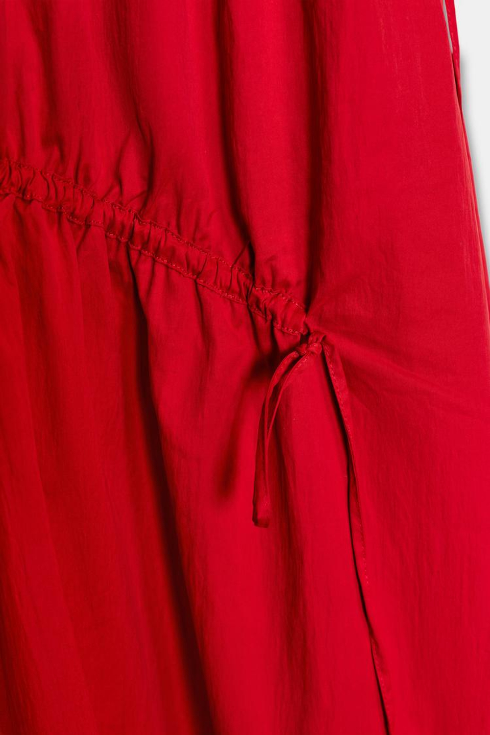 ZARA ПЛАТЬЕ МИДИ ИЗ НЕЙЛОНА С ЗАВЯЗКАМИ, КРАСНЫЙ