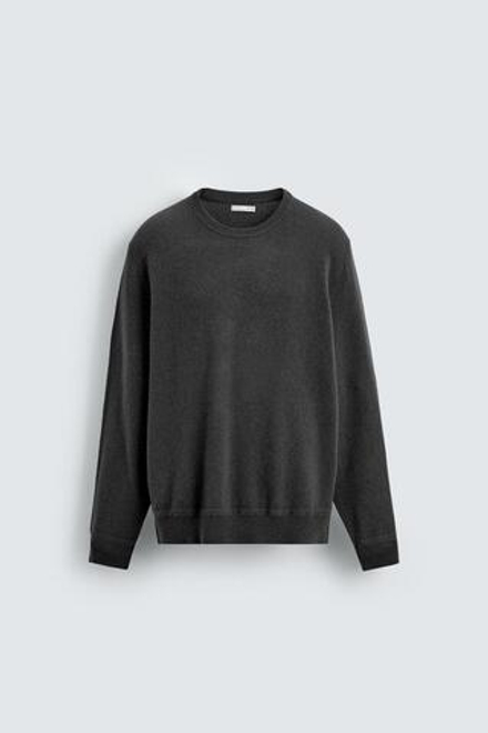 ZARA СВИТЕР ИЗ ШЕРСТИ И КАШЕМИРА, СЕРО-КОРИЧНЕВЫЙ