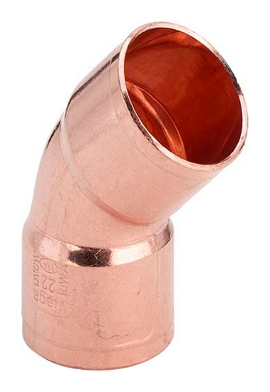 Viega угольник медный 15 мм. 45° двухраструбный (серия 95041 медные фитинги под пайку)