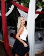 Платье-баллон с открытой спиной, Черно-белый