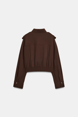 ZARA РУБАШКА С ХЛЯСТИКАМИ НА ПЛЕЧАХ, КОРИЧНЕВЫЙ