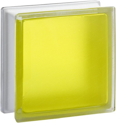 Стеклоблок самба желтый окрашенный изнутри Vitrablok 19x19x8