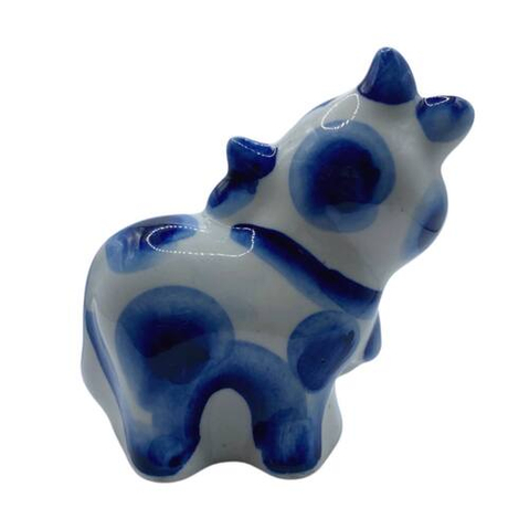 Фигурка Бычок с колокольчиком гжель