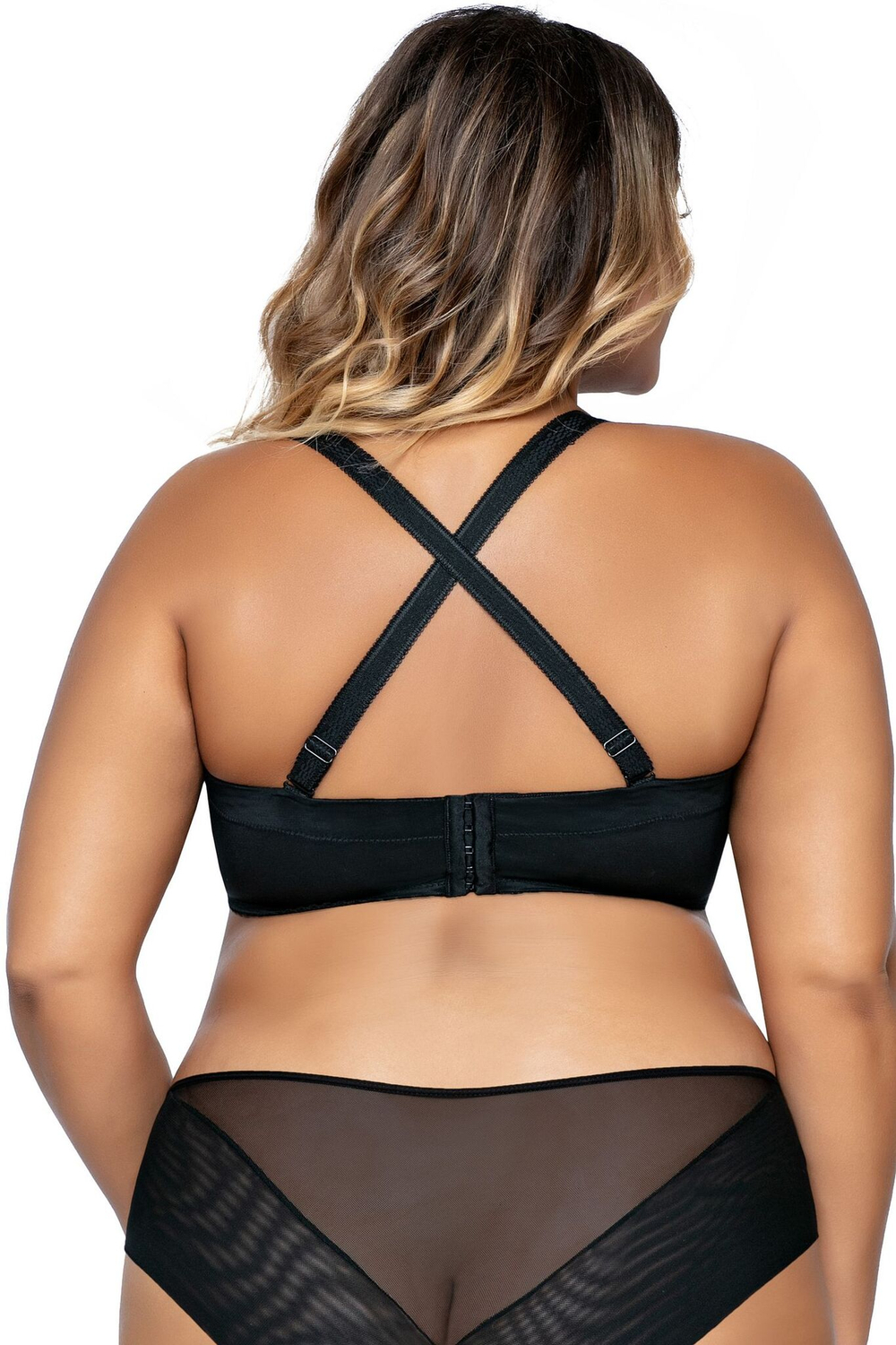 Бюстгальтер-балконет с гладкими чашками без отделки (Размер: 70F) (Цвет: черный)