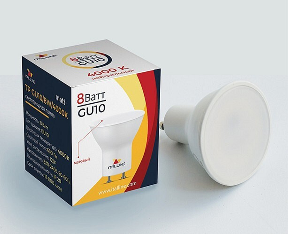 Лампа светодиодная Italline TP GU10/8W/4000K mat