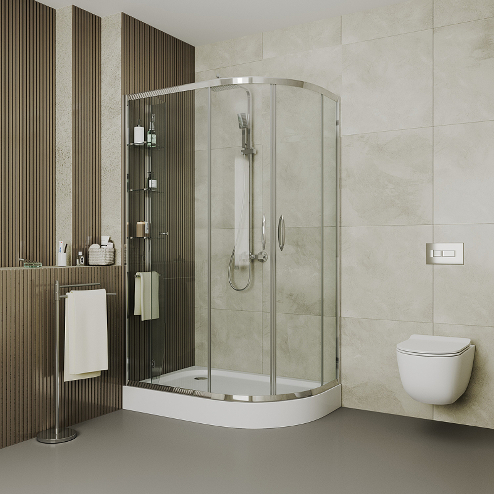 Душевой уголок Grossman Classic 120х80 L GR-9120L профиль Хром стекло прозрачное