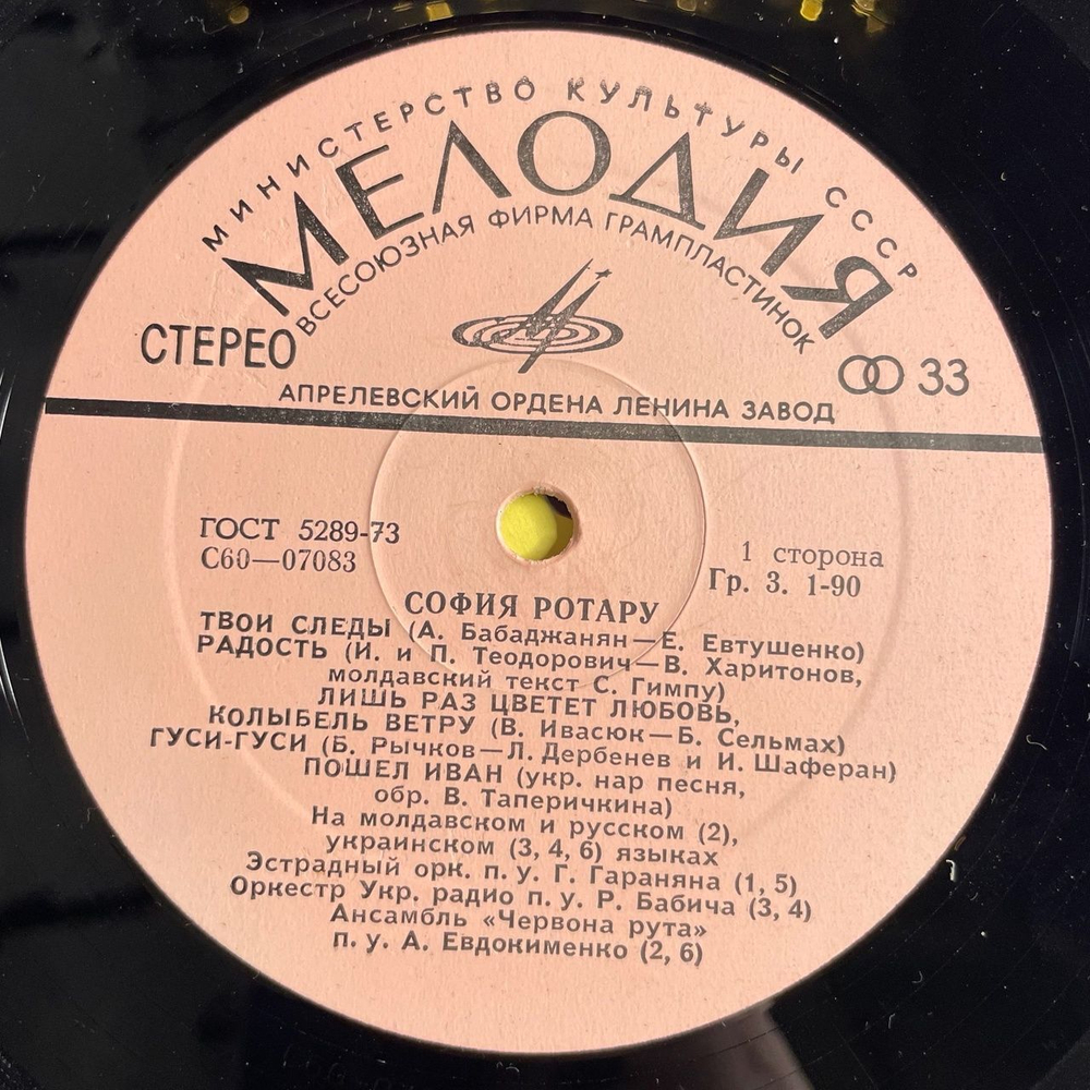 Винтажная виниловая пластинка LP София Ротару II (СССР 1976) Верни Мне Музыку