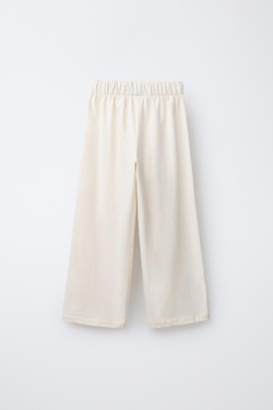 ZARA КОМПЛЕКТ ИЗ ФУТБОЛКИ И БРЮК КЮЛОТ HEAVY WEIGHT С ДЕКОРАТИВНЫМИ ШВАМИ, ЭКРЮ