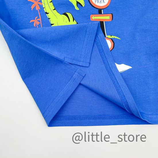 Футболка "Динозавры" хлопковая, Ярко-голубой