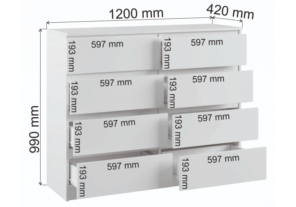 Комод Мадера 1200.8 лдсп белый