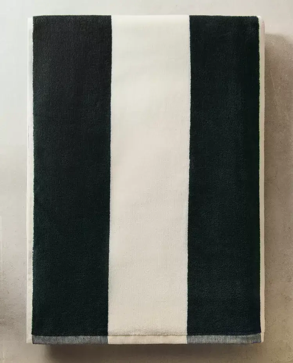 ZARA HOME ПЛЯЖНОЕ ПОЛОТЕНЦЕ В ШИРОКУЮ ПОЛОСКУ, ЭКРЮ/ЗЕЛЕНЫЙ