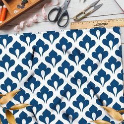 Ткань габардин синий королевский узор